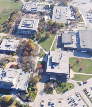 Aerial overview of Highland Community College campus