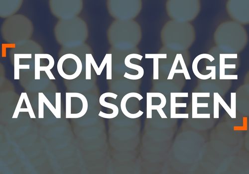 From Stage and Screen set on broadway lights with a blue overlay