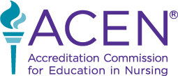 ACEN Logo. Include a blue torch next to the text ACEN Accreditation Commission for Education in Nursing