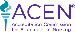 ACEN Logo. Include a blue torch next to the text ACEN Accreditation Commission for Education in Nursing