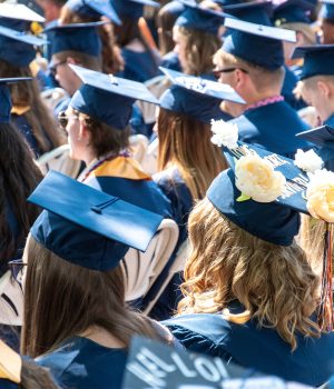 view of graduates from behind