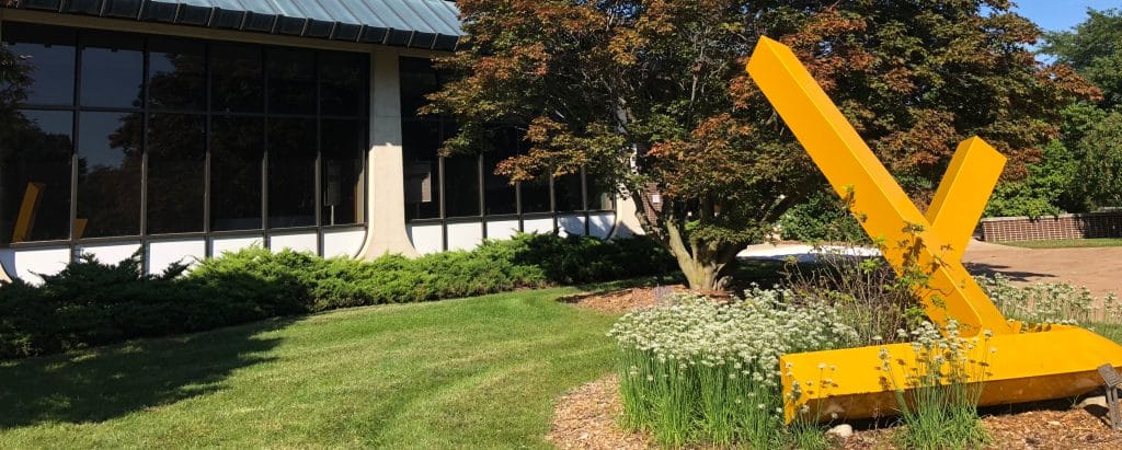 Image of sculpture outside Ferguson Fine Arts Center.