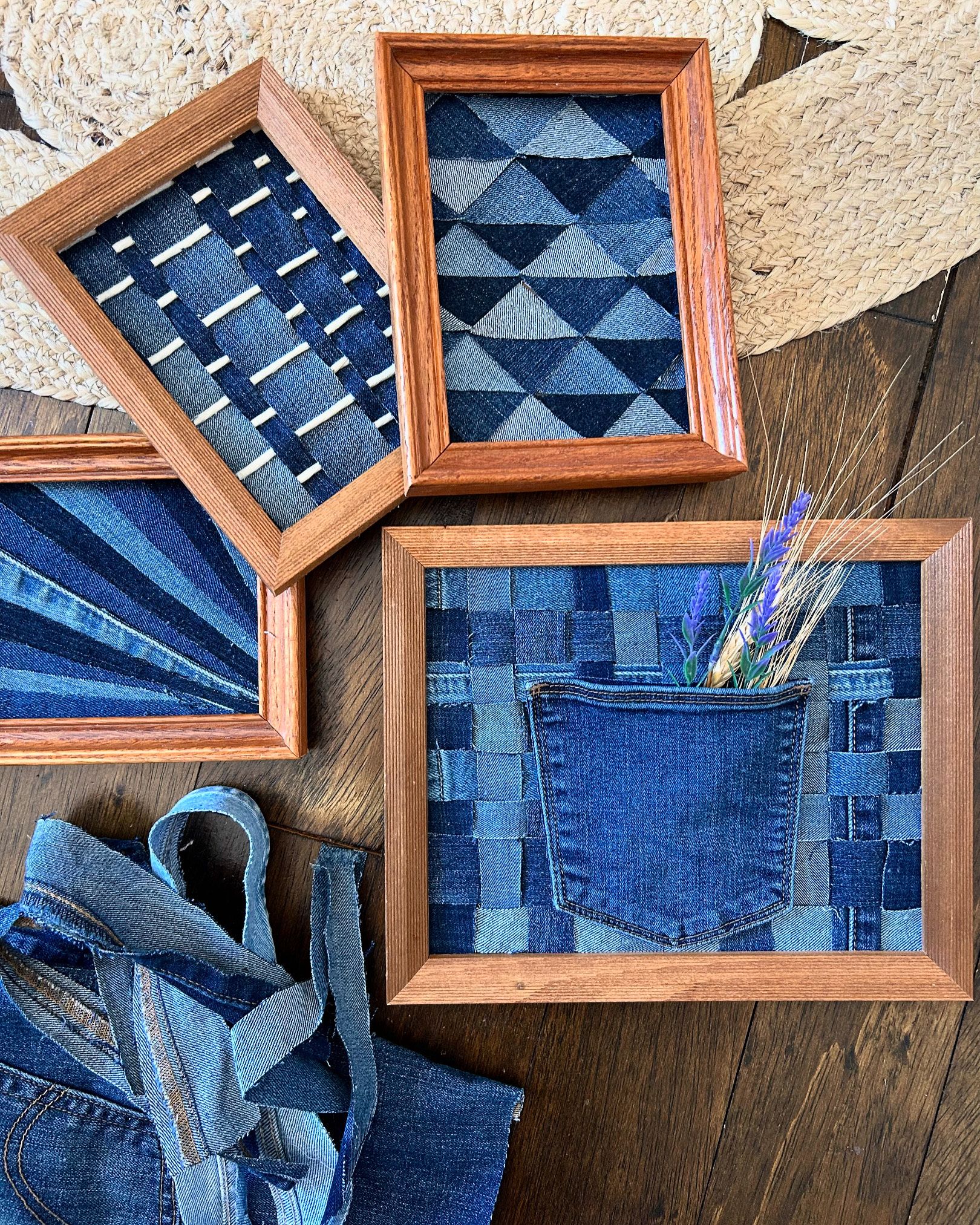 Picture of denim being transformed into stylish and functional art.