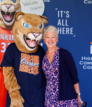 Ex-President Christina (Chris) Kuberski with mascot.