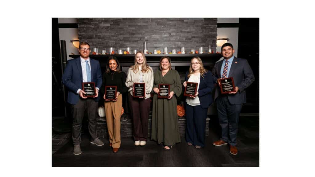 Caleb Young, Elizabeth Chambers-Priller, (Ellen Kleindl accepting on behalf of) Stacey Kleindl, Alicia Kepner, Abigayle Endress, Javier Jazo