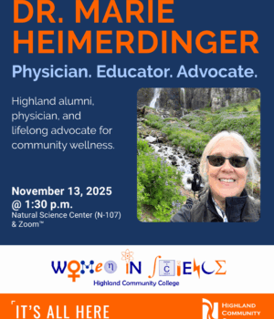 Dr. Marie Heimerdinger Speaking Engagement at HCC flyer November 13, 2025 at 1:30pm.