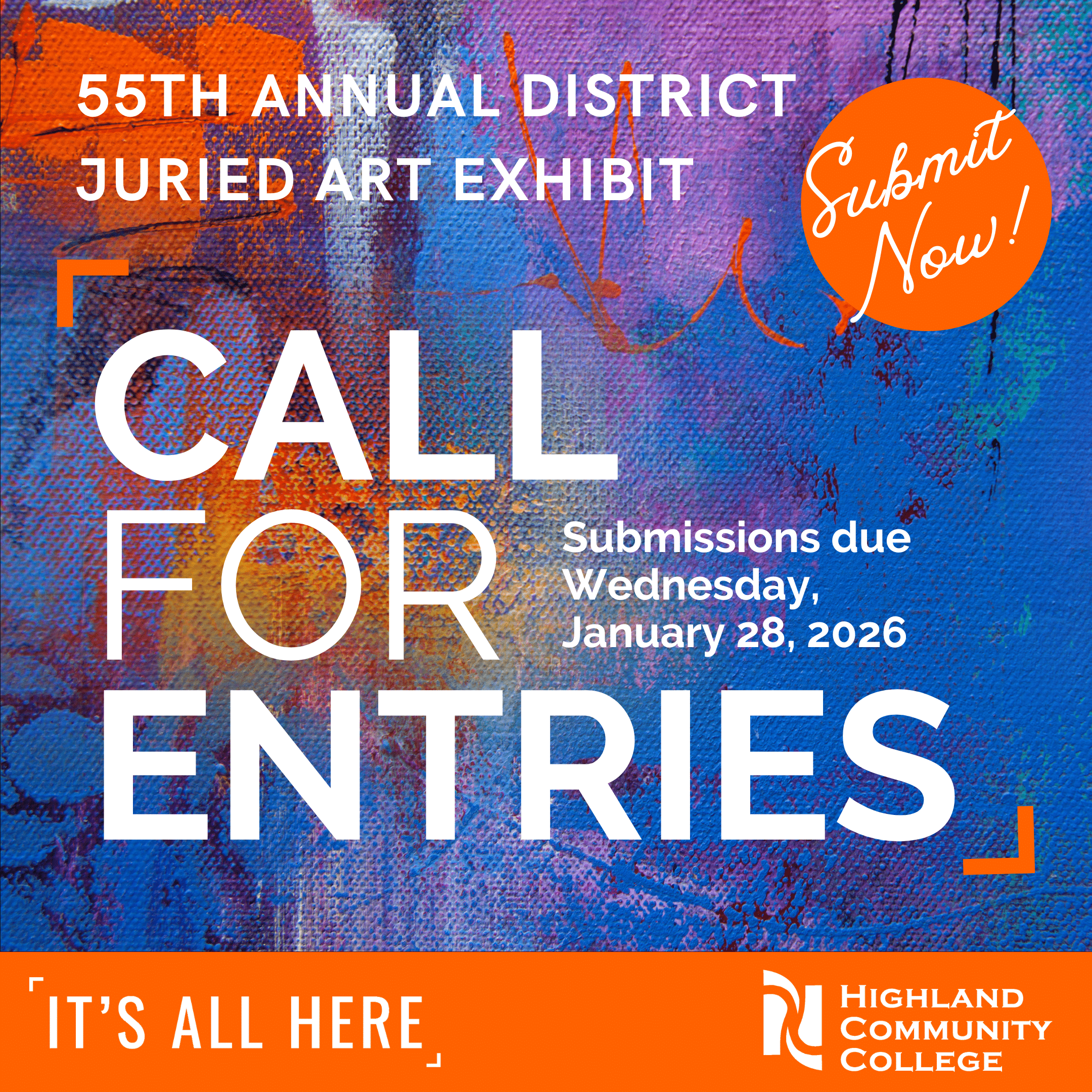 Highland Announces Call for Entries to 55th Annual District Juried Art Exhibit
