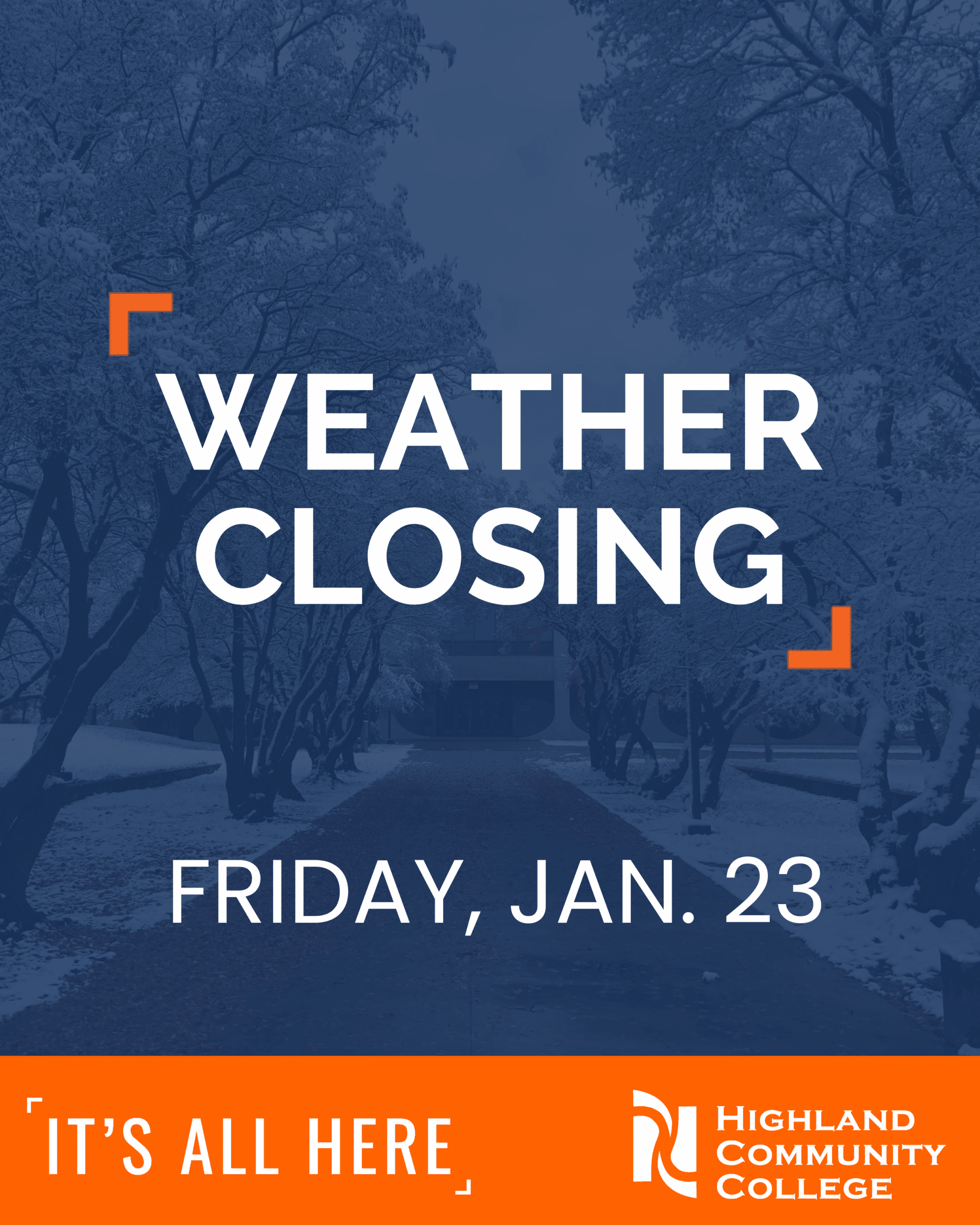 Due to inclement weather, HCC will be closed Friday, January 23.