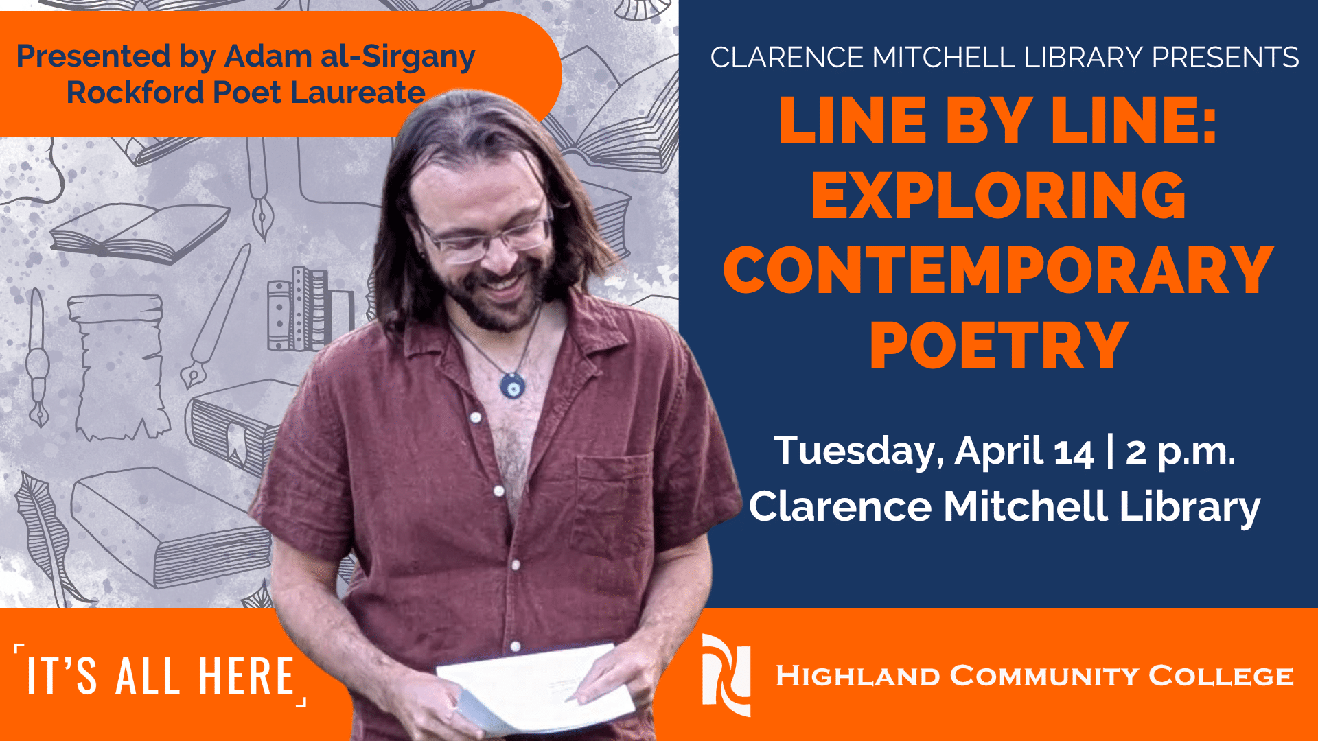 CLARENCE MITCHELL LIBRARY AT HCC PRESENTS “LINE BY LINE: EXPLORING CONTEMPORARY POETRY,” A WORKSHOP FOR NATIONAL POETRY MONTH